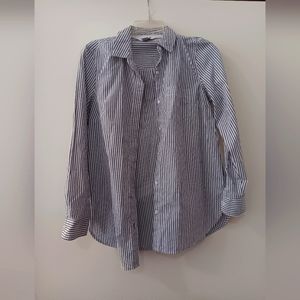 Old Navy XS Dress Shirt "The Tunic Shirt" - White and Grey Stripes